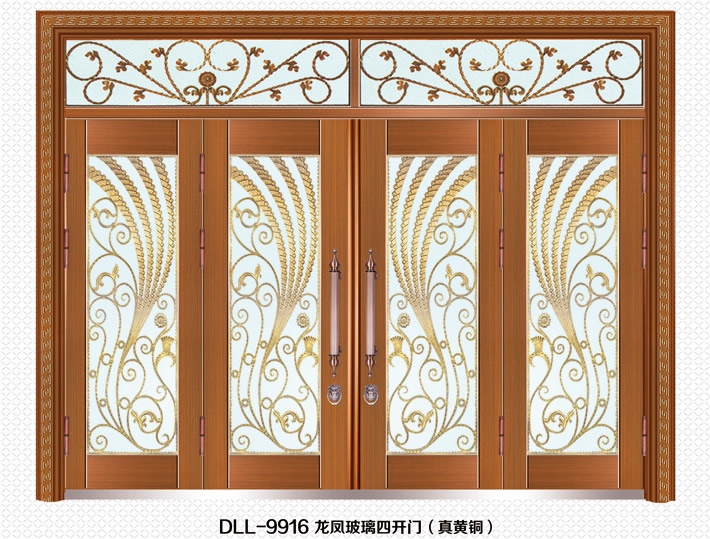 门业图片-别墅非标门DLL-9916 龙凤玻璃四开门DLL-9916 龙凤玻璃四开门图片
